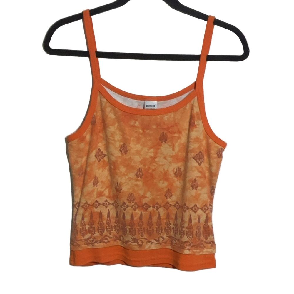 Bonkers Clothing Co. Tie-Dye Patterned Tank Top Orange Large Printed Design